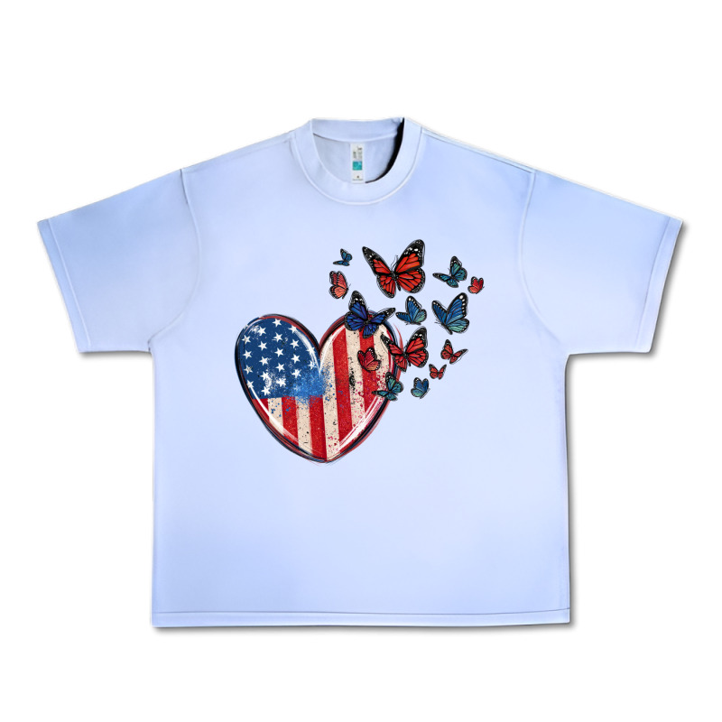 4th Of July American Flag Heart Butterfly Urban Heavy Tee by MaliasSmallBusiness | Teevron