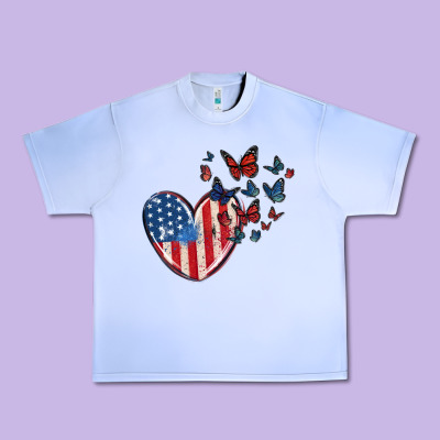 4th Of July American Flag Heart Butterfly Urban Heavy Tee Designed By Maliassmallbusiness