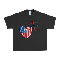Pigment Black 4th of july american flag heart butterfly Urban Heavy Tee - MaliasSmallBusiness