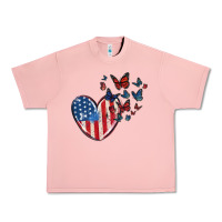 Salmon 4th of july american flag heart butterfly Urban Heavy Tee - MaliasSmallBusiness
