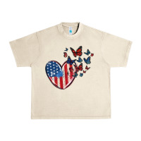 Sandshell 4th of july american flag heart butterfly Urban Heavy Tee - MaliasSmallBusiness