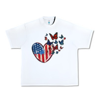 White 4th of july american flag heart butterfly Urban Heavy Tee - MaliasSmallBusiness