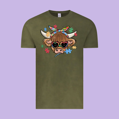 Autism Awareness Cow Vintage Tee Designed By Maliassmallbusiness