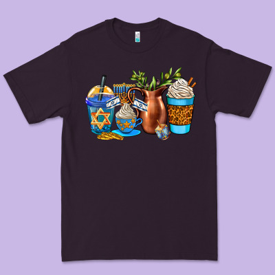 Hannukah Coffee Cups Premium Tee Designed By Adodesignshop