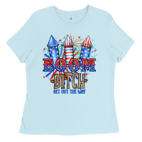 Baby Blue Boom Bıtch Get Out The Way Ladies Tee - JahusDesignShop