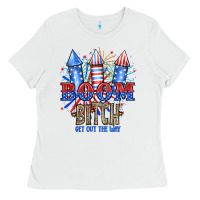 White Boom Bıtch Get Out The Way Ladies Tee - JahusDesignShop