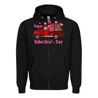 Black happy valentine's day truck hearts Zipper Hoodie - RanaPortraitStore