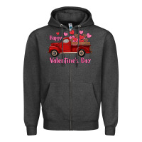 Charcoal Heather happy valentine's day truck hearts Zipper Hoodie - RanaPortraitStore