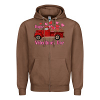 Chestnut happy valentine's day truck hearts Zipper Hoodie - RanaPortraitStore