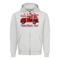 Dove Grey happy valentine's day truck hearts Zipper Hoodie - RanaPortraitStore