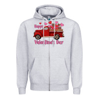 Heather Grey happy valentine's day truck hearts Zipper Hoodie - RanaPortraitStore