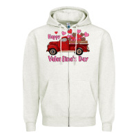 Oatmeal Heather happy valentine's day truck hearts Zipper Hoodie - RanaPortraitStore