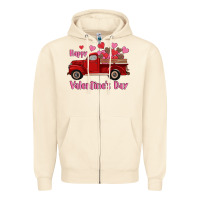 Happy Valentine's Day Truck Hearts Zipper Hoodie | Teevron