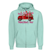 Seafoam happy valentine's day truck hearts Zipper Hoodie - RanaPortraitStore