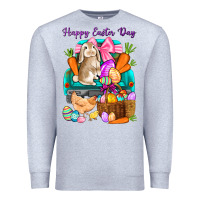 Heather Grey Happy Easter Day truck Premium Sweatshirt - HowdyJamesFarm