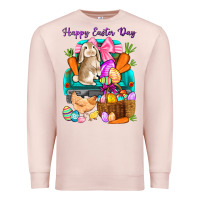 Pale Pink Happy Easter Day truck Premium Sweatshirt - HowdyJamesFarm