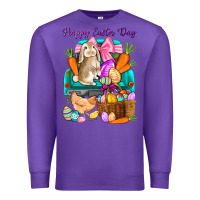 Purple Happy Easter Day truck Premium Sweatshirt - HowdyJamesFarm