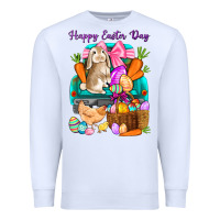 White Happy Easter Day truck Premium Sweatshirt - HowdyJamesFarm