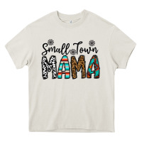 Cream small town mama Heavy Core Tee - CowhideDigitalArt