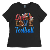 Black live love american football Ladies Tee - HRA Design Shop