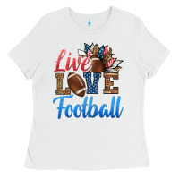 White live love american football Ladies Tee - HRA Design Shop