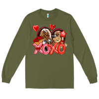 Army Green xo xo with leopard and cowhide heart Long Sleeve Tee - NancyCooperArtShop