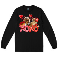 Black xo xo with leopard and cowhide heart Long Sleeve Tee - NancyCooperArtShop