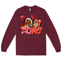 Burgundy xo xo with leopard and cowhide heart Long Sleeve Tee - NancyCooperArtShop