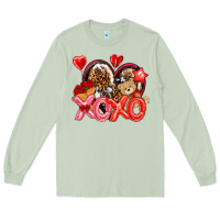 Matcha xo xo with leopard and cowhide heart Long Sleeve Tee - NancyCooperArtShop