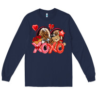 Navy xo xo with leopard and cowhide heart Long Sleeve Tee - NancyCooperArtShop