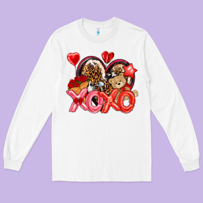 Xo Xo With Leopard And Cowhide Heart Long Sleeve Tee Designed By Nancycooperartshop