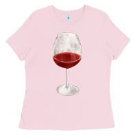 Bubblegum Pink wine glass fa element Ladies Tee - FaDigitalArtStudio