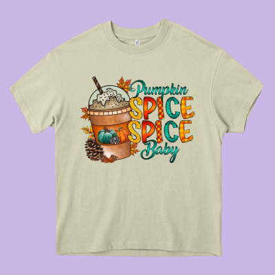 Pumpkin Spice Baby Heavy Core Tee Designed By Racoondesign