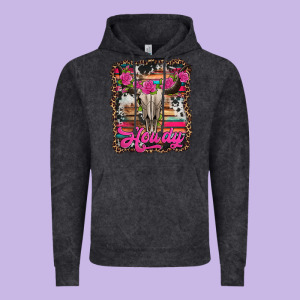 Howdy Valentine's Day Bull Skull Vintage Hoodie Designed By Jasminsmagicworld