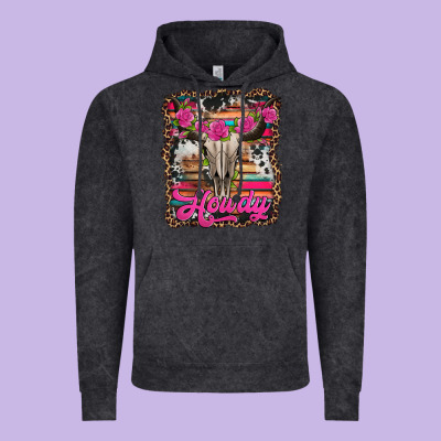 Howdy Valentine's Day Bull Skull Vintage Hoodie Designed By Jasminsmagicworld