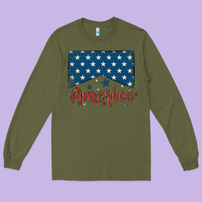 America Long Sleeve Tee Designed By Maliassmallbusiness