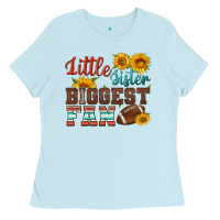 Baby Blue little sister biggest fan american football Ladies Tee - HRA Design Shop