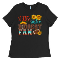 Little Sister Biggest Fan American Football Ladies Tee | Teevron