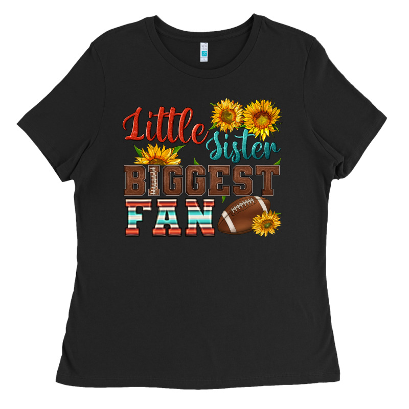 Little Sister Biggest Fan American Football Ladies Tee by HRA Design Shop | Teevron