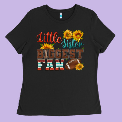Little Sister Biggest Fan American Football Ladies Tee Designed By Hra Design Shop