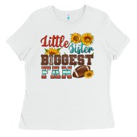 White little sister biggest fan american football Ladies Tee - HRA Design Shop
