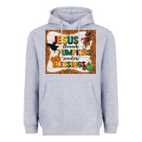 Heather Grey jesus flannel's pumpkins blessings Heavyweight Hoodie - TumblerDesignByShophia
