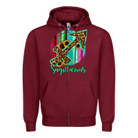Burgundy Sagittarrius Sign of Zodiac Zipper Hoodie - Bettercallsaul