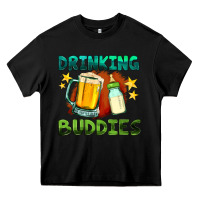 Black drinking buddies with baby bottle and beer Heavy Core Tee - HRA Design Shop