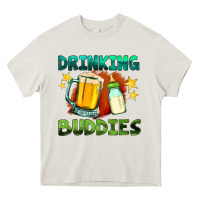 Cream drinking buddies with baby bottle and beer Heavy Core Tee - HRA Design Shop