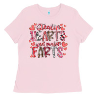 Bubblegum Pink stealin hearts and makin farts Ladies Tee - RacoonDesign