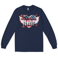 Navy American junkie Long Sleeve Tee - NancyCooperArtShop