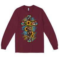 Burgundy cross Long Sleeve Tee - JahusDesignShop