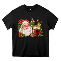 Black santa and hot cocoa cup Heavy Core Tee - FaDigitalArtStudio