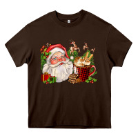 Chocolate Brown santa and hot cocoa cup Heavy Core Tee - FaDigitalArtStudio